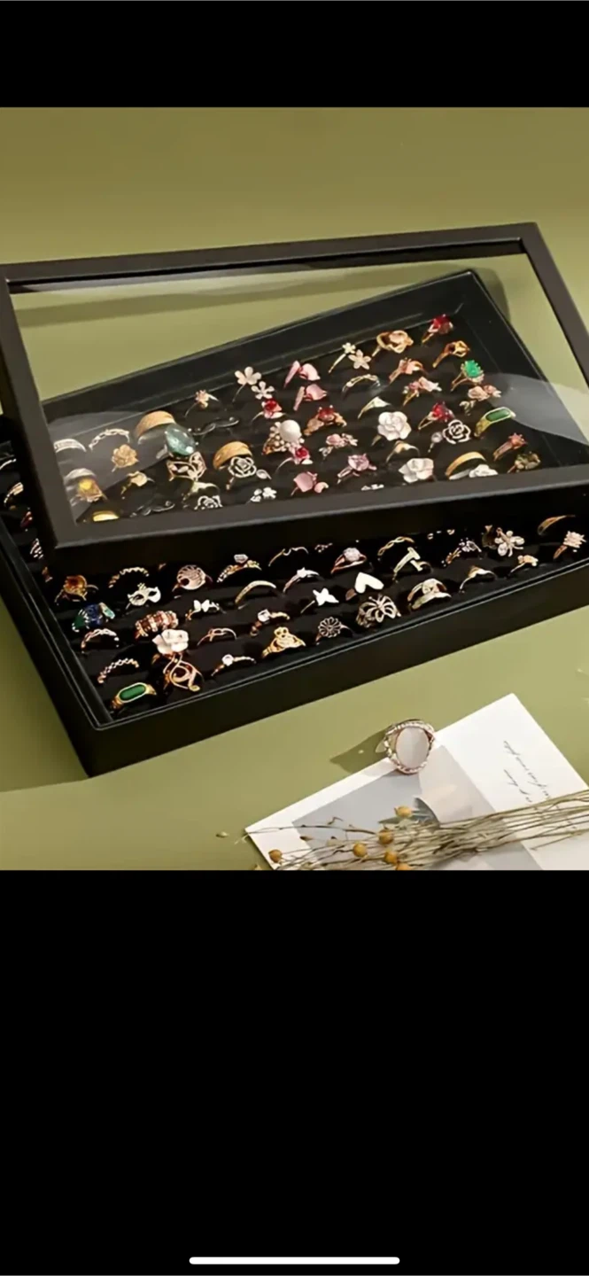 100 Ring Display Case with Clear Lid - Jewellery Organizer - photo 4