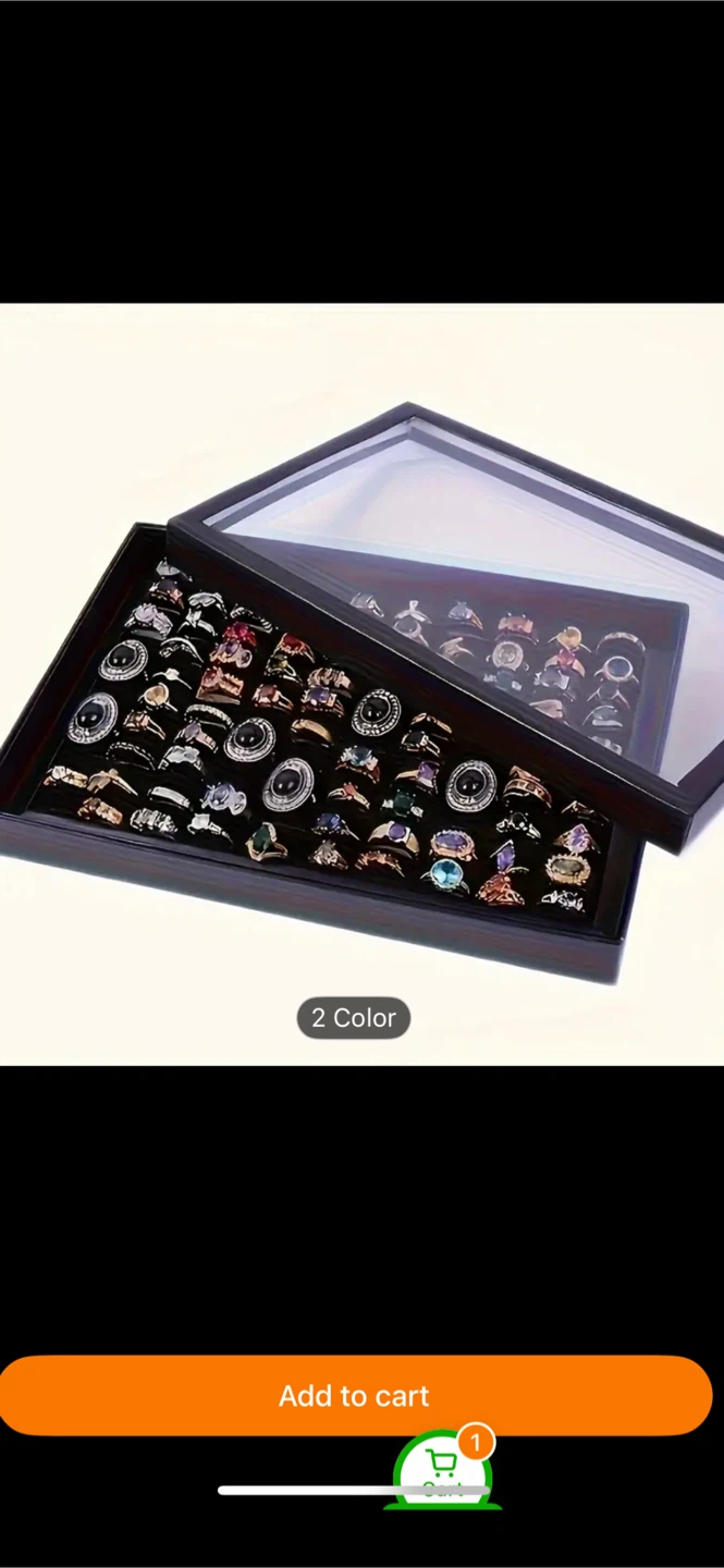 100 Ring Display Case with Clear Lid - Jewellery Organizer - photo 5