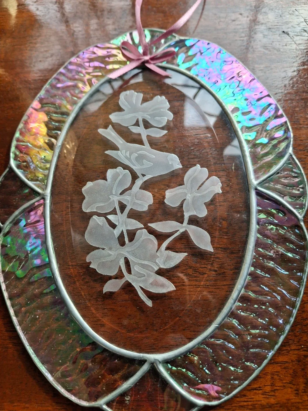 Iridescent glass floral window hanging image indicator(4)