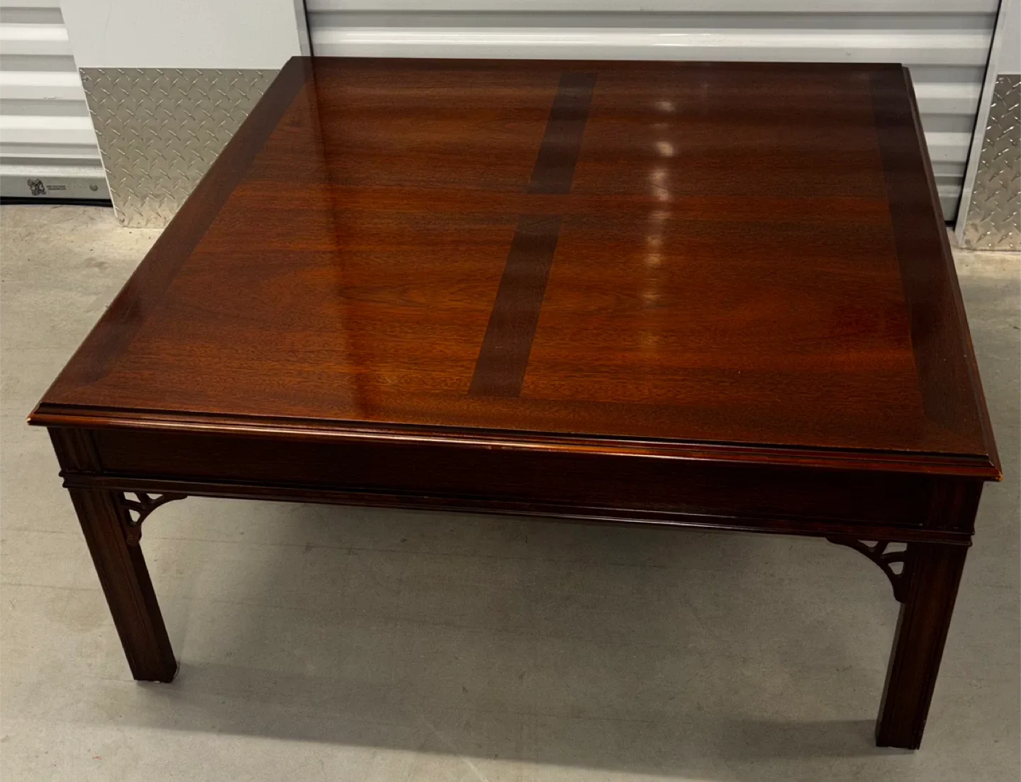 Large Mahogany Coffee Table – Square Wood Table thumbnail