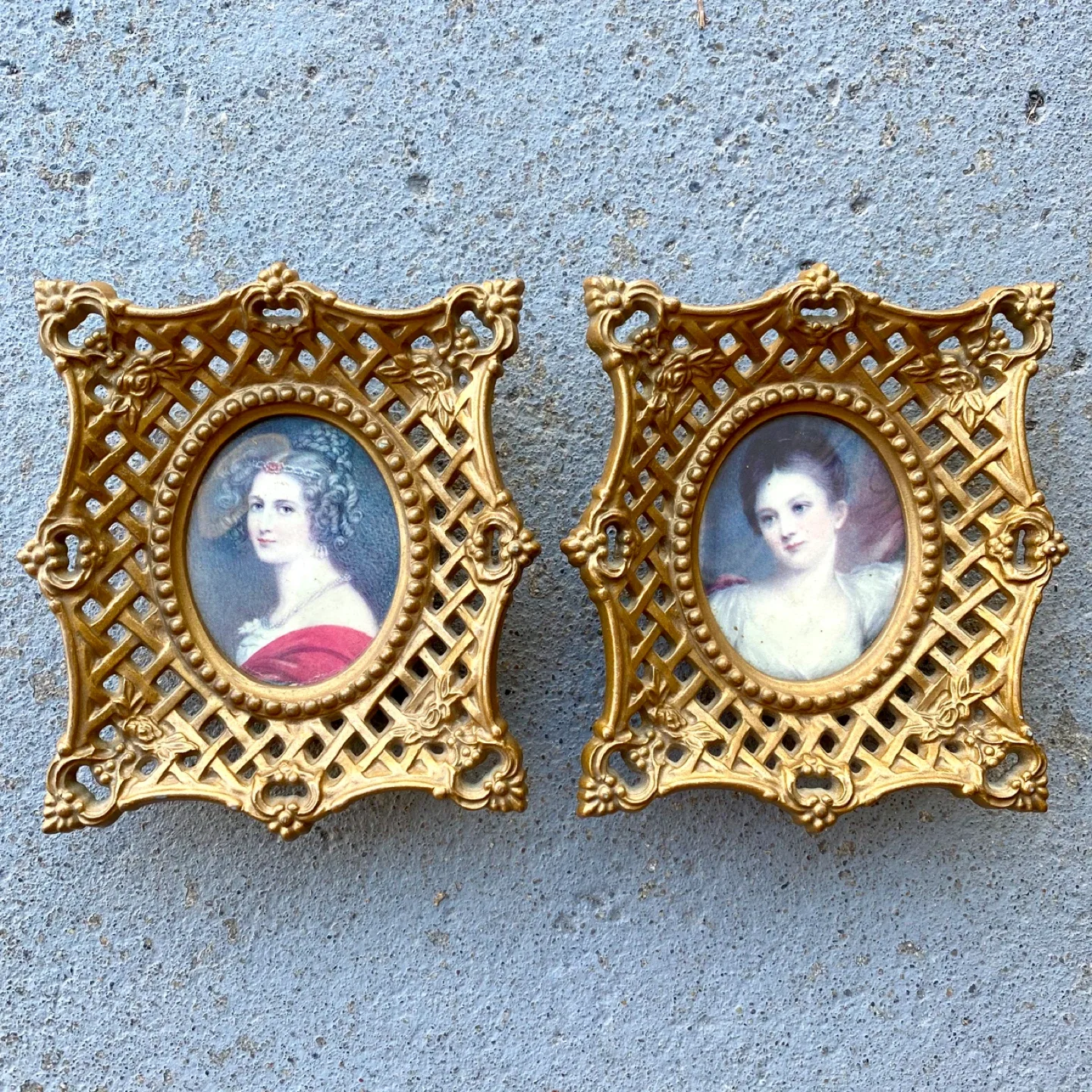 Vintage Pair of Small Portraits thumbnail