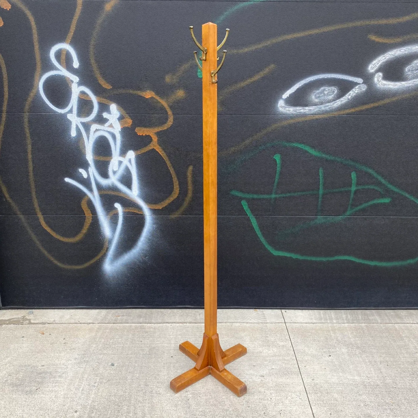 Vintage Wooden Coat Rack thumbnail