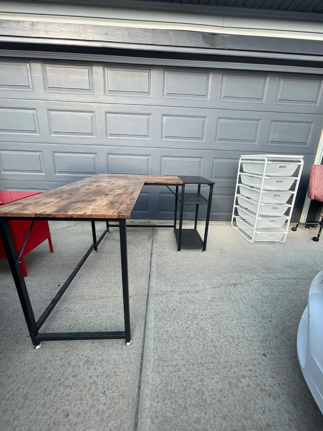 L-Shaped Corner Desk with Shelves - Brown & Black - photo 3
