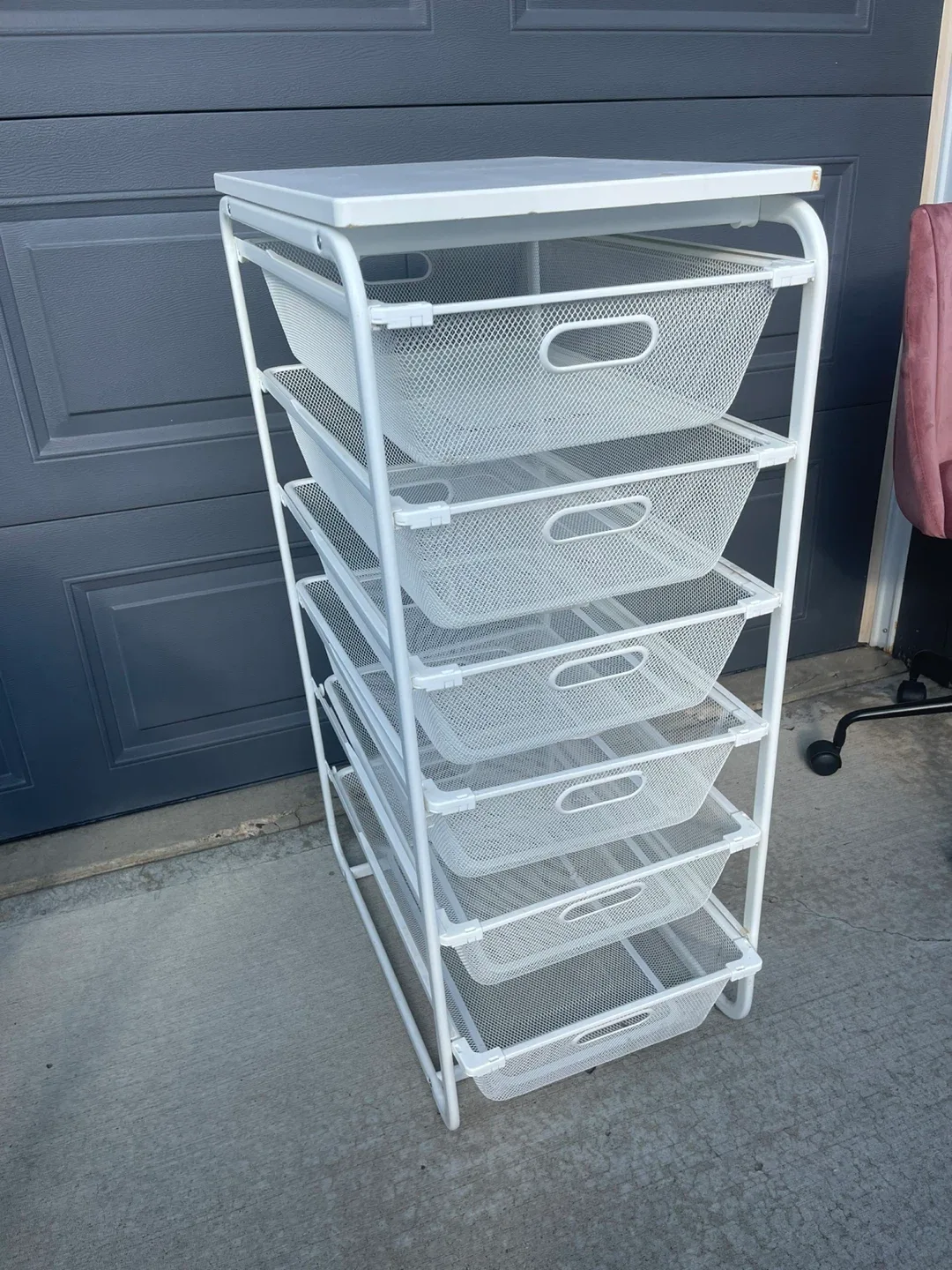 White Metal Mesh Drawer Unit