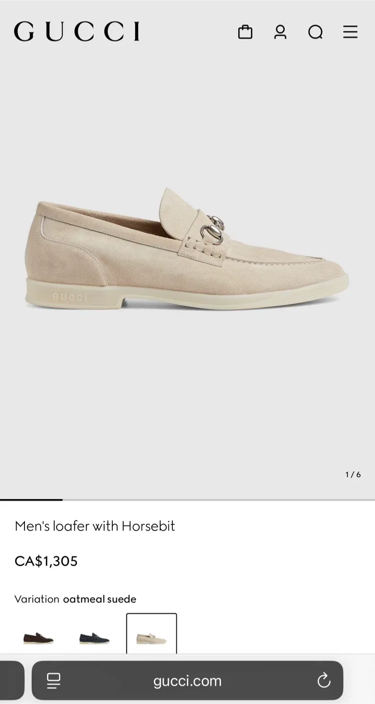 Gucci Men's Horsebit Loafer - Oatmeal Suede image indicator(5)