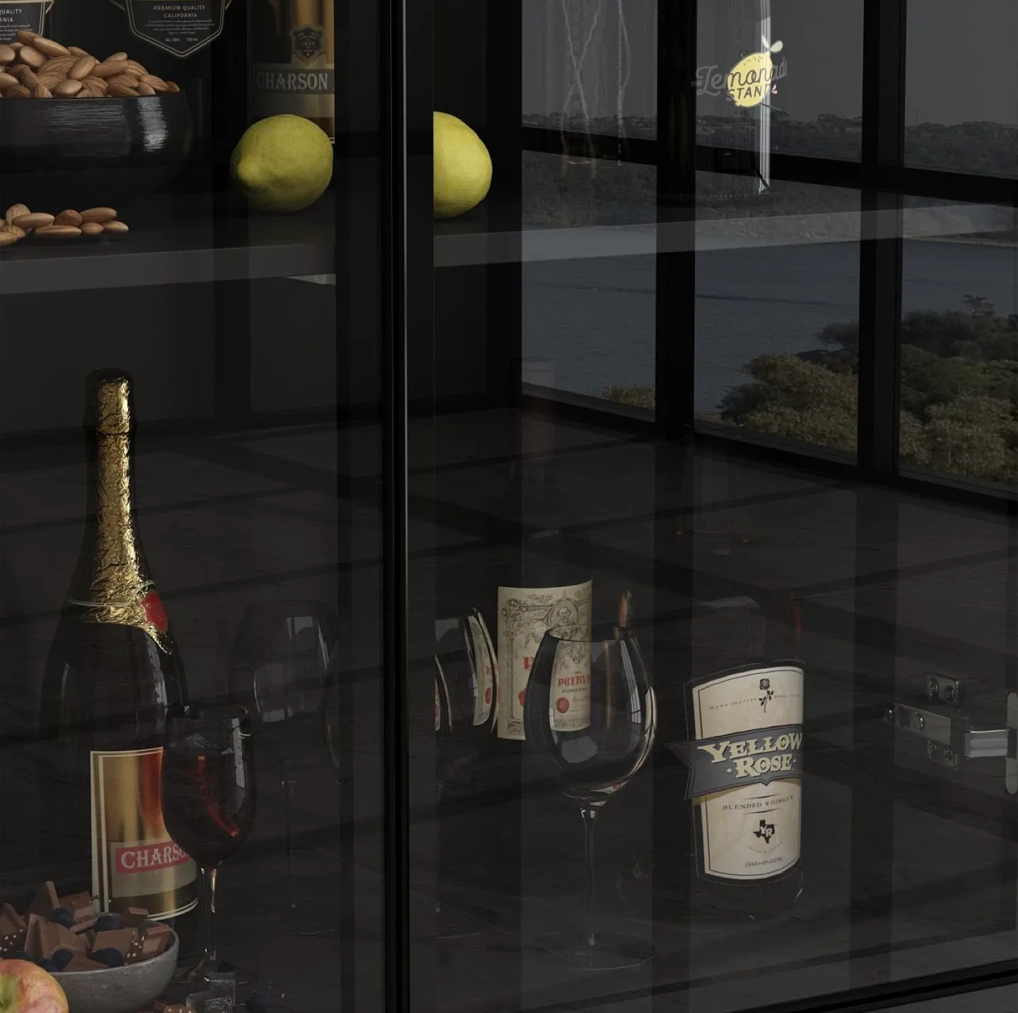 Black Display Cabinet with Glass Doors image indicator(5)