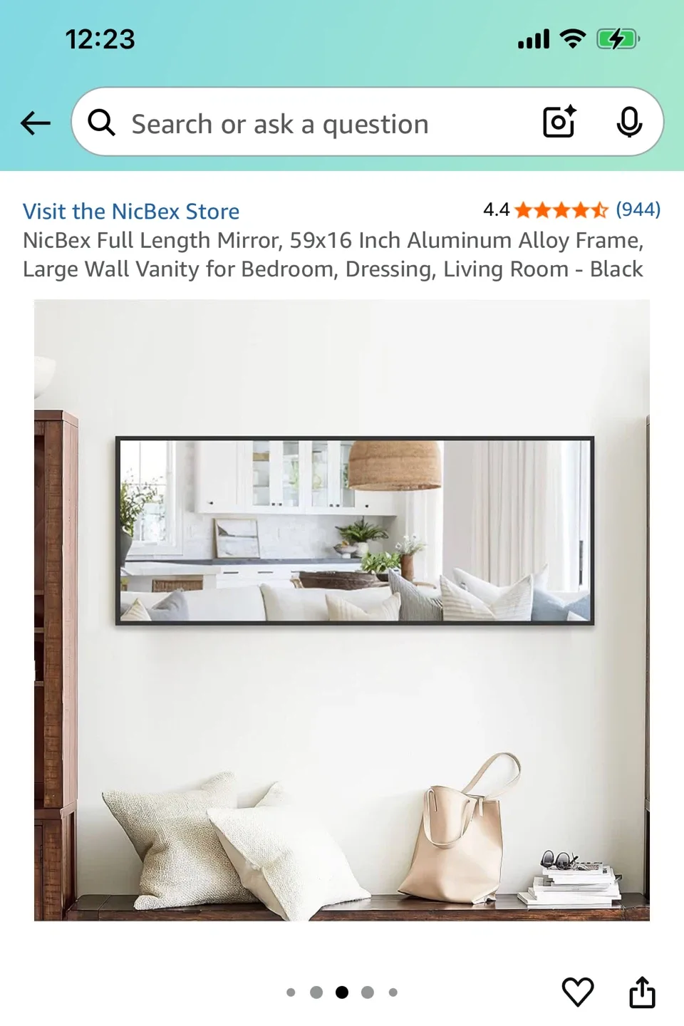 Full Length Mirror 59x16 Black (orig. $108) image indicator(3)