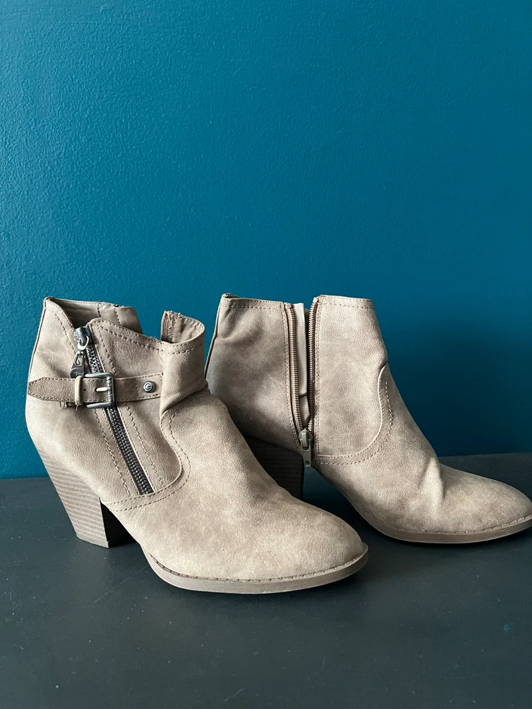 G by Guess Brown Heeled Ankle Boots Size 8 image indicator(3)