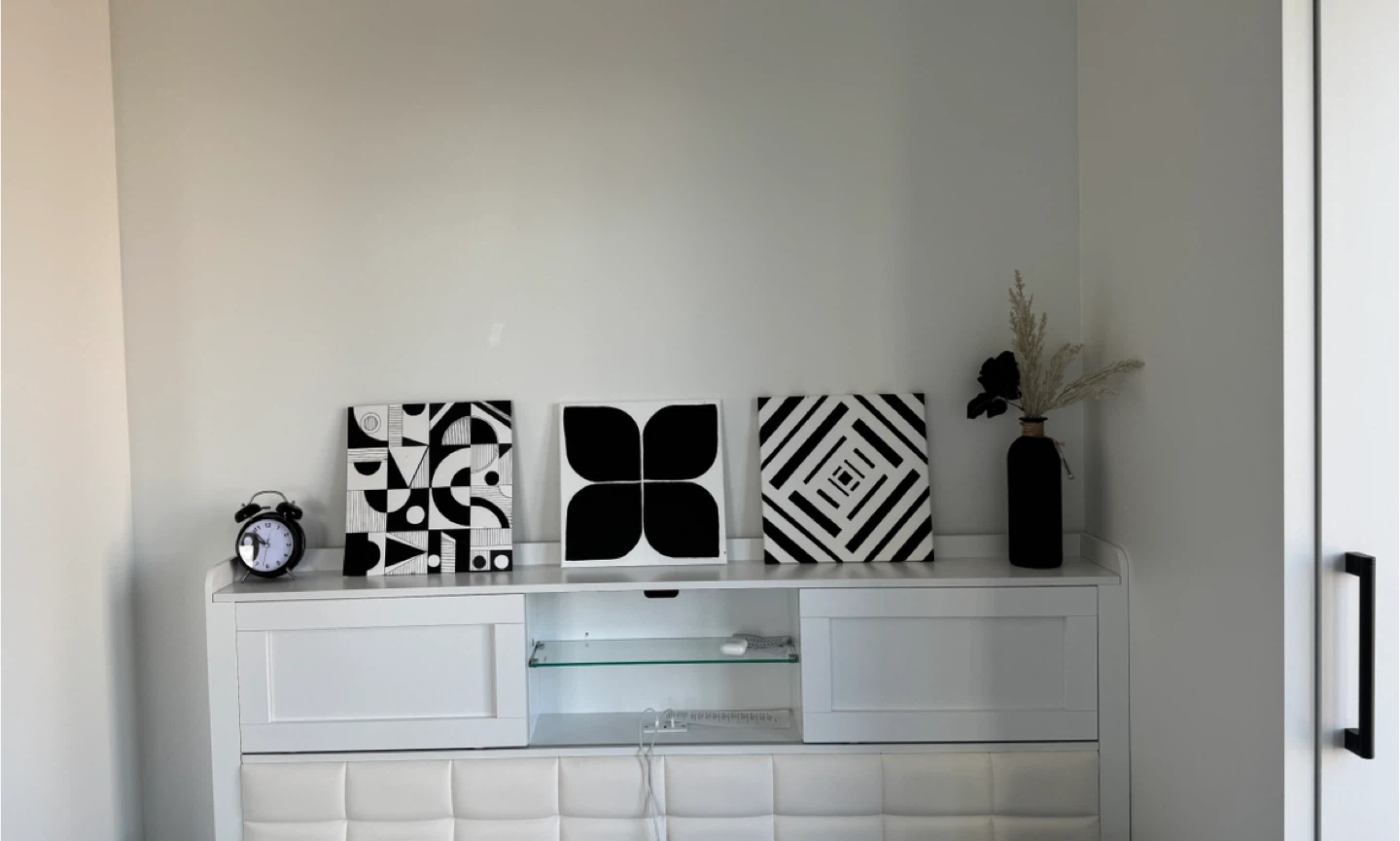 Set of 3 Black and White Geometric Wall Art - photo 3