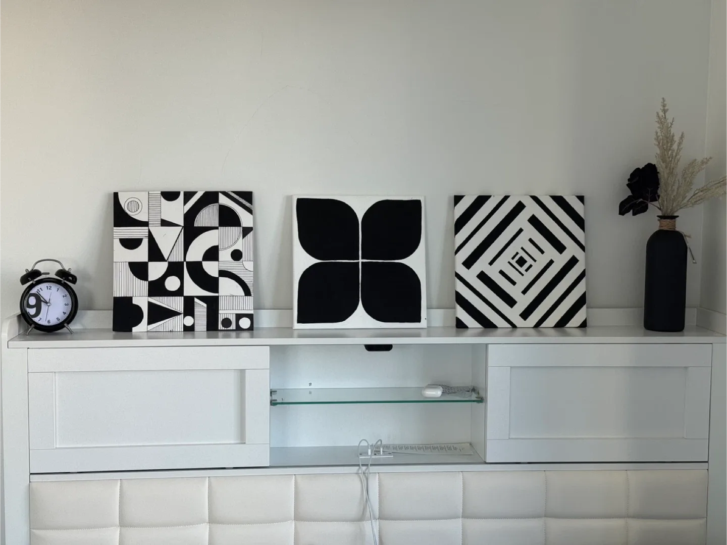 Set of 3 Black and White Geometric Wall Art