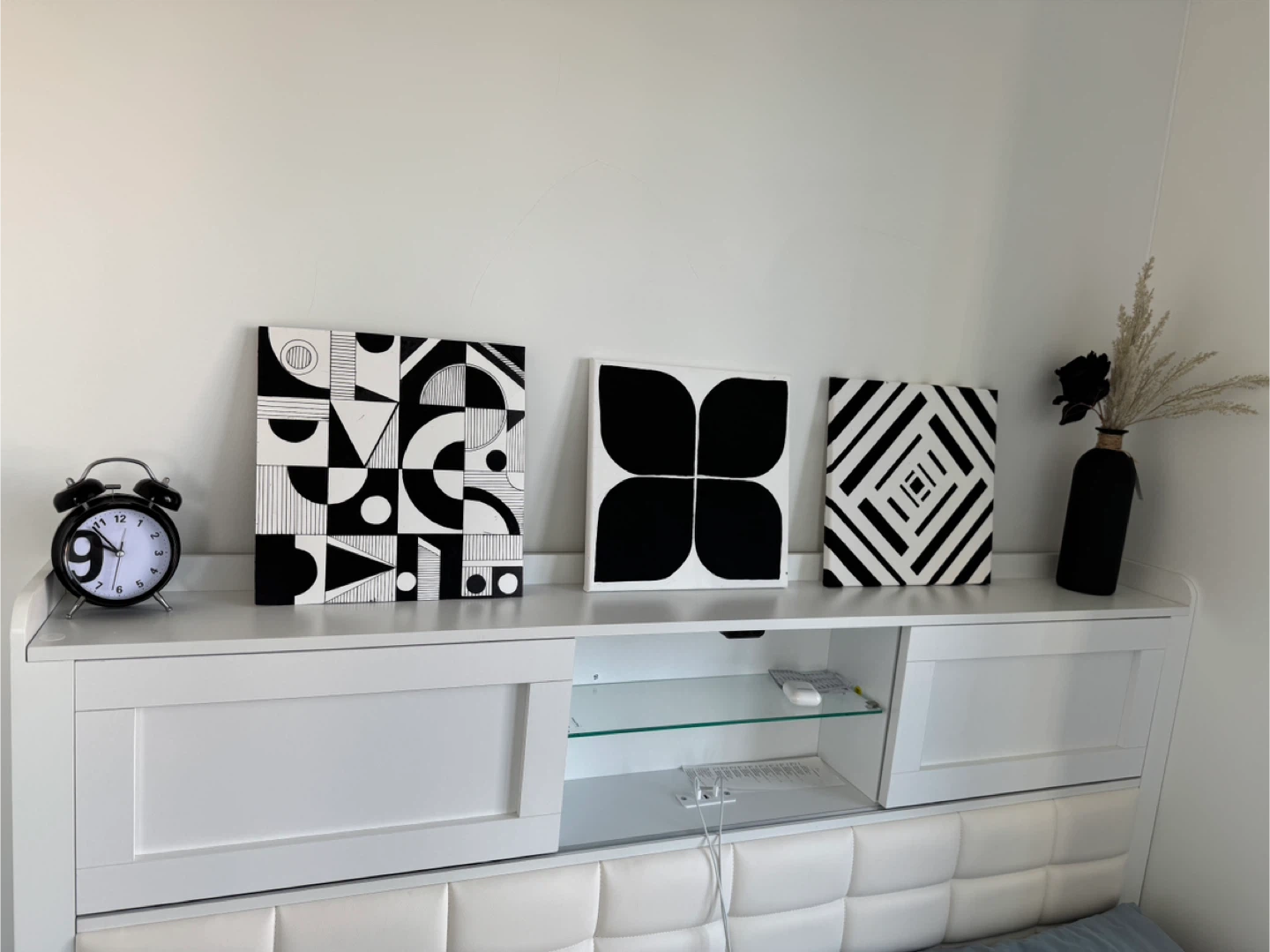 Set of 3 Black and White Geometric Wall Art - photo 2