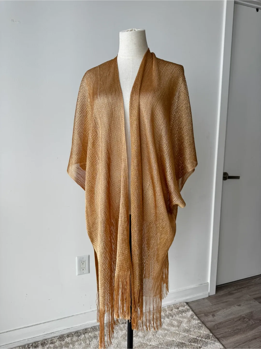 Gold Metallic Fringe Shawl thumbnail