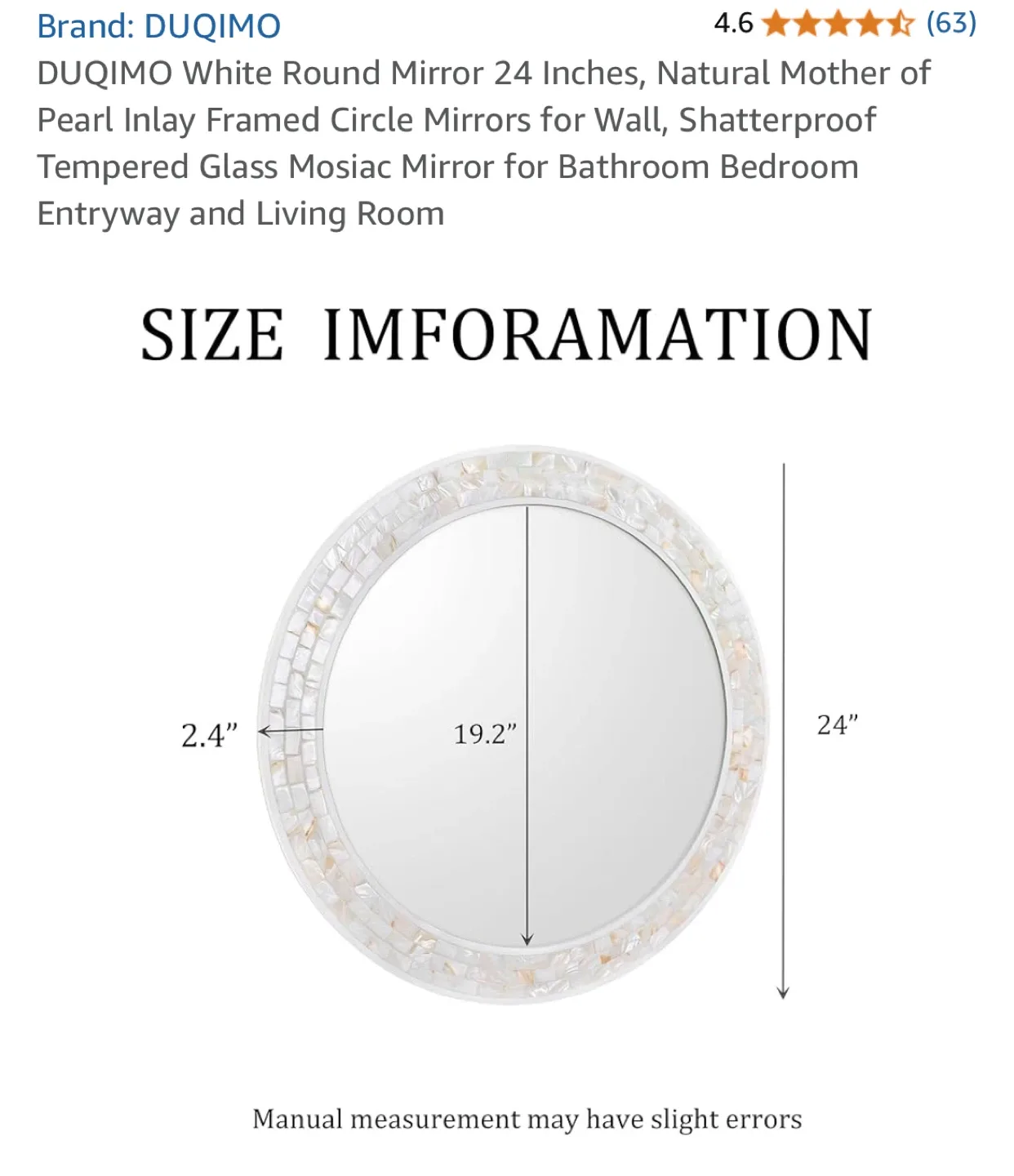 DUQIMO White Round Mirror - 24 Inches image indicator(3)