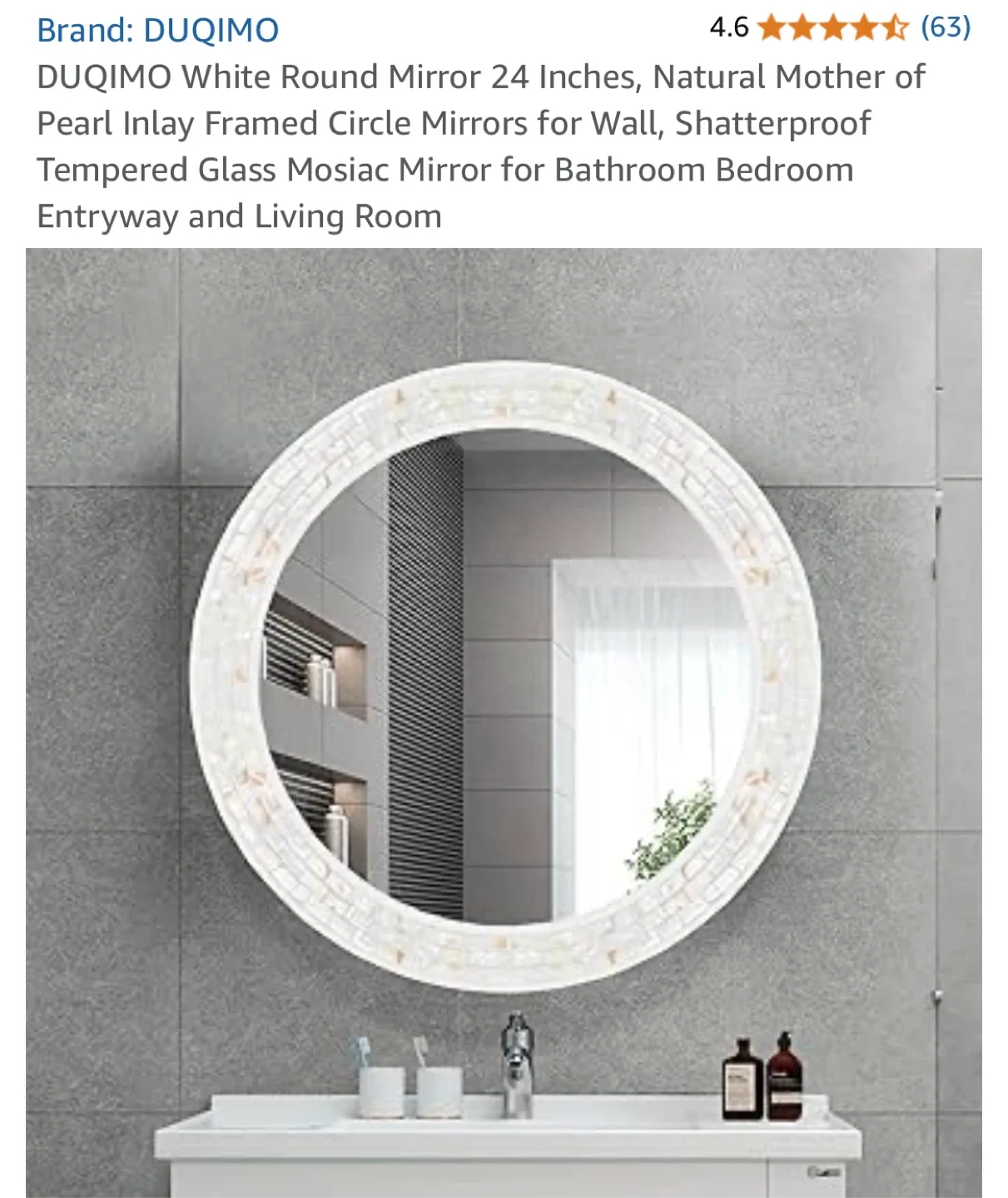 DUQIMO White Round Mirror - 24 Inches image indicator(2)