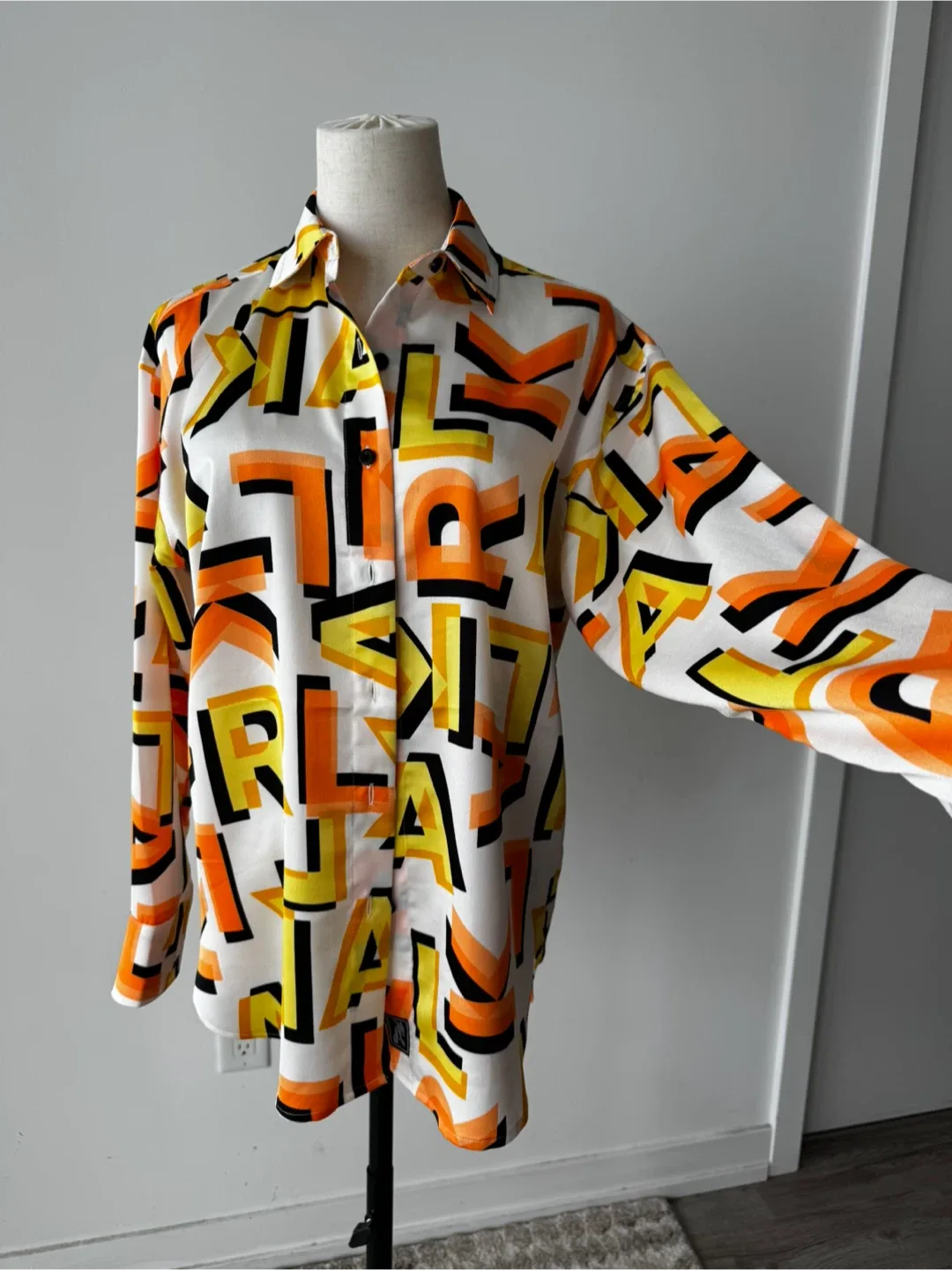 Karl Lagerfeld XS White/Gold Print Blouse - YK4X3518 thumbnail
