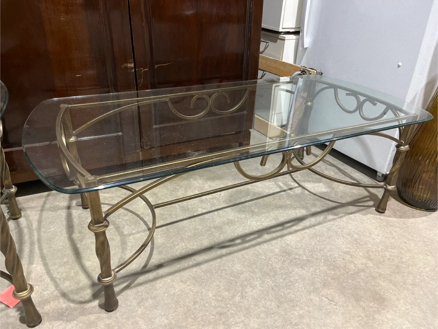 Glass Top Coffee Table with Metal Frame thumbnail