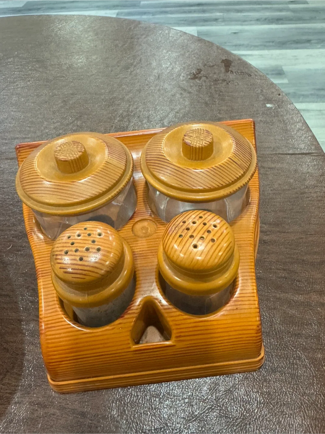 Vintage Wood & Glass Spice Jar Set image indicator(4)