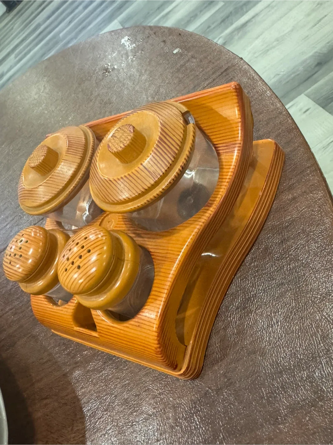 Vintage Wood & Glass Spice Jar Set image indicator(2)