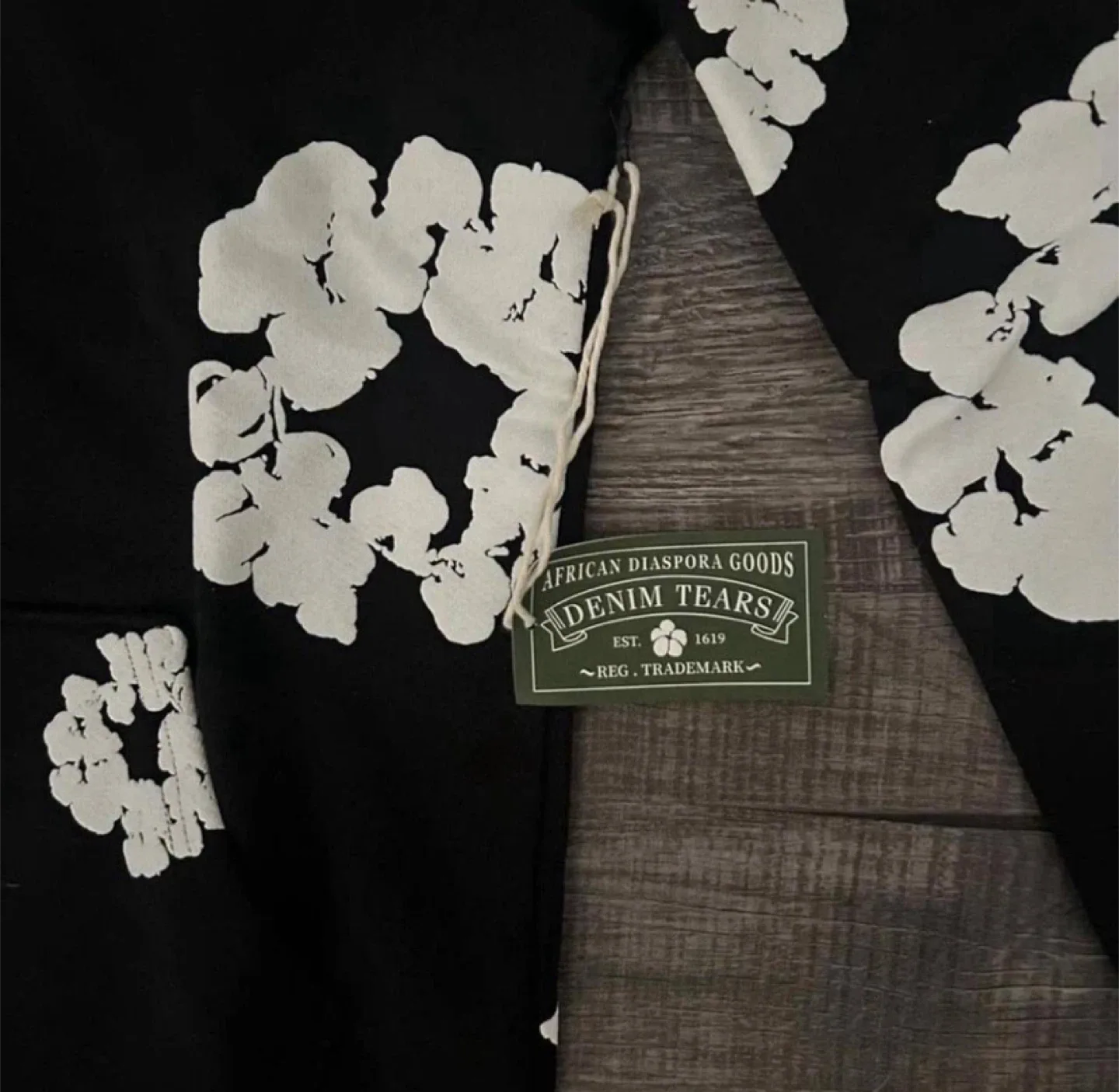 Denim Tears Black White Cotton Wreath Hoodie - All Sizes image indicator(3)