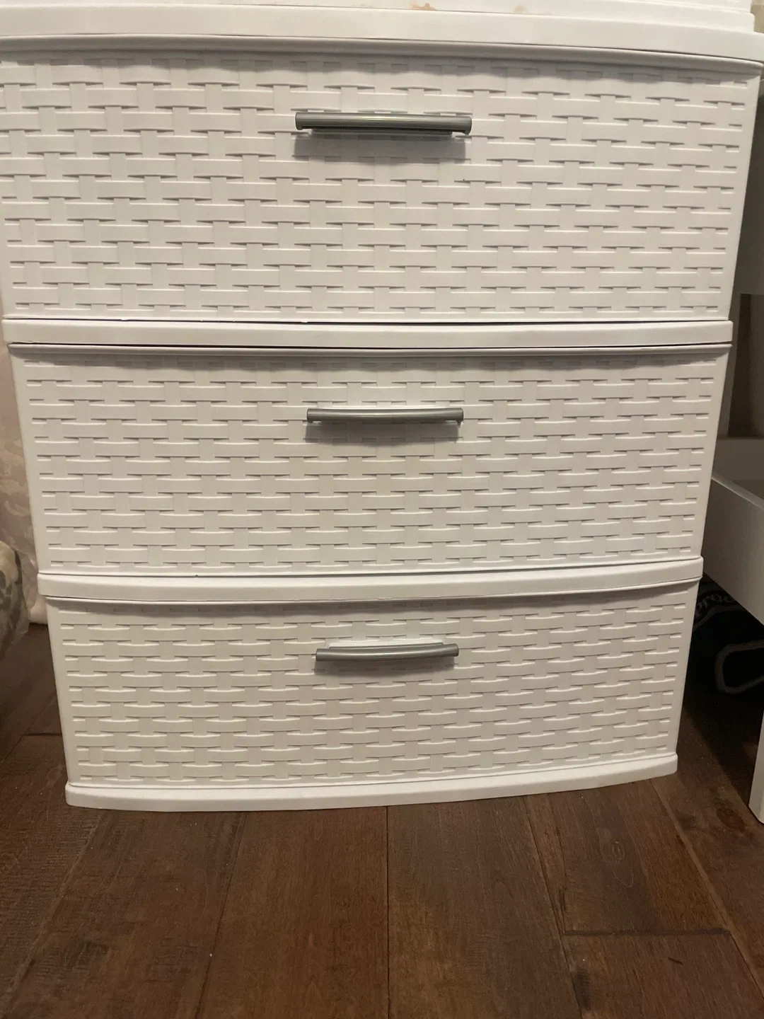 White Wicker Style 3-Drawer Storage Unit thumbnail