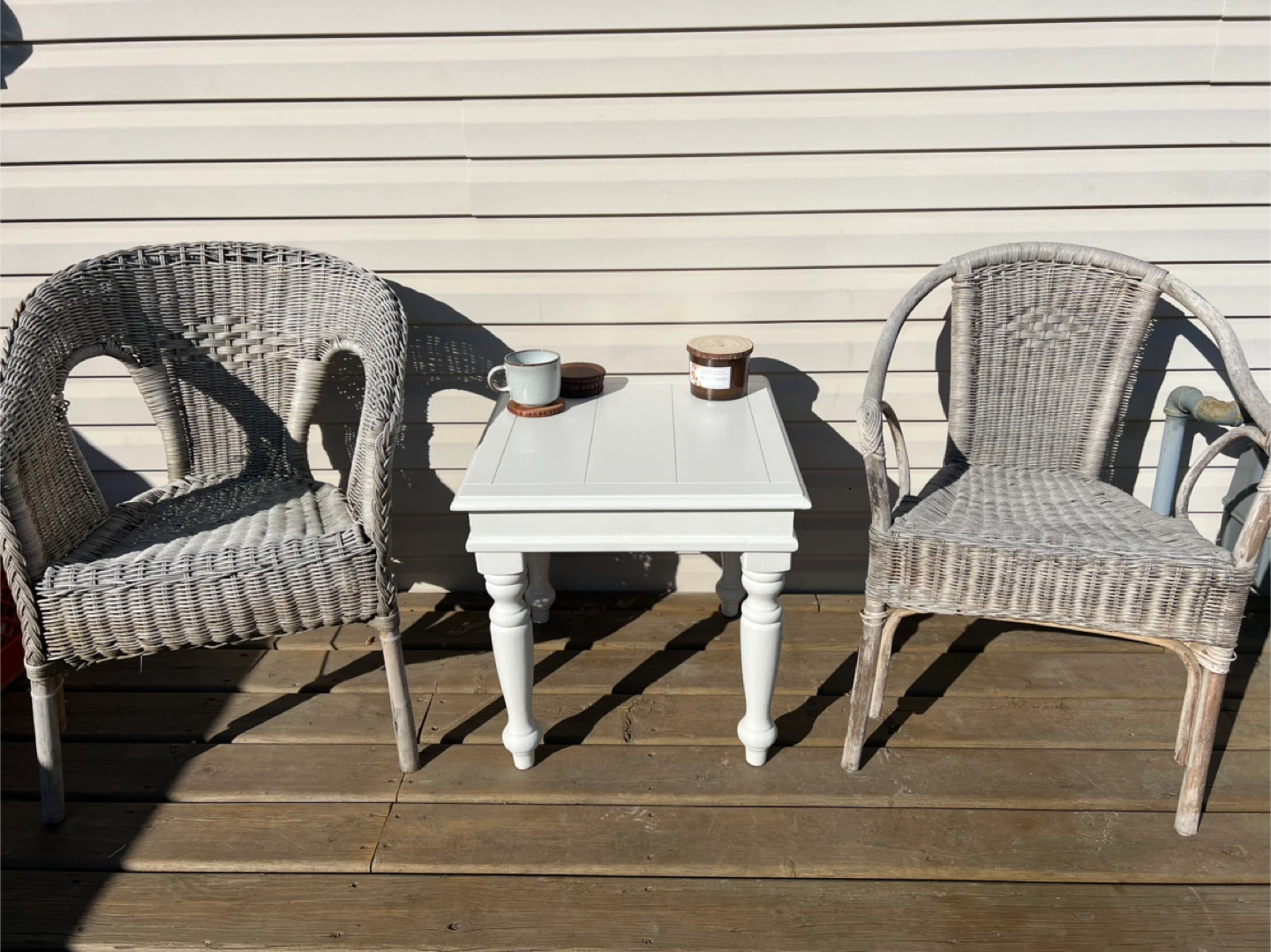 Refinished White Side Table