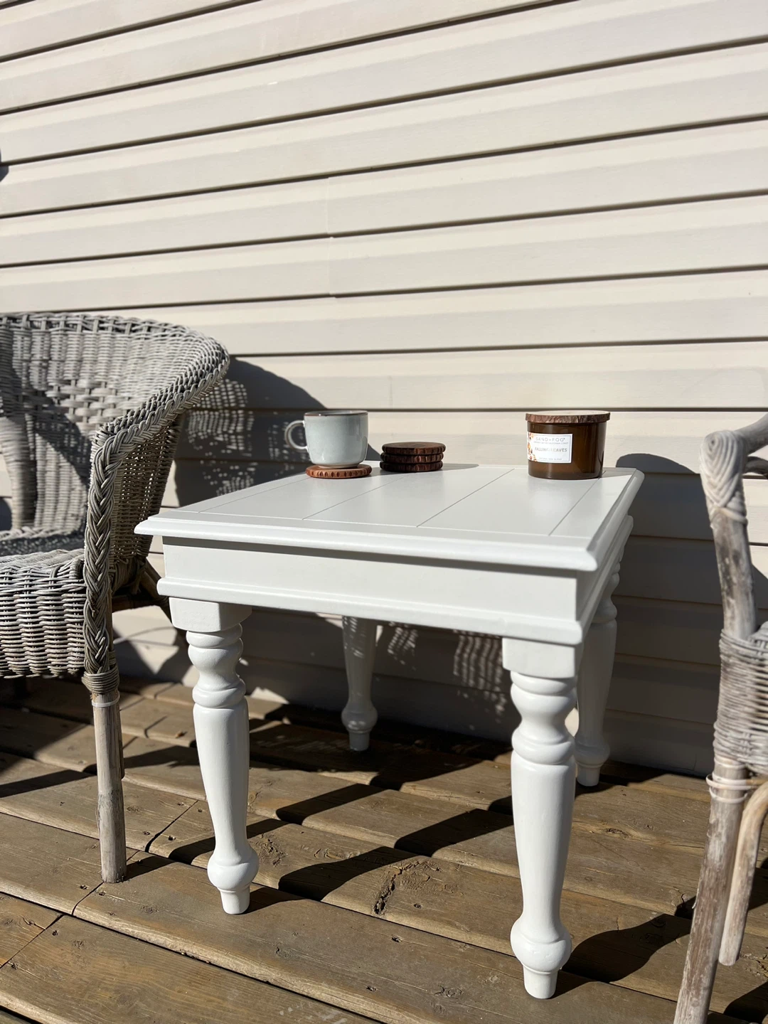 Refinished White Side Table - photo 2