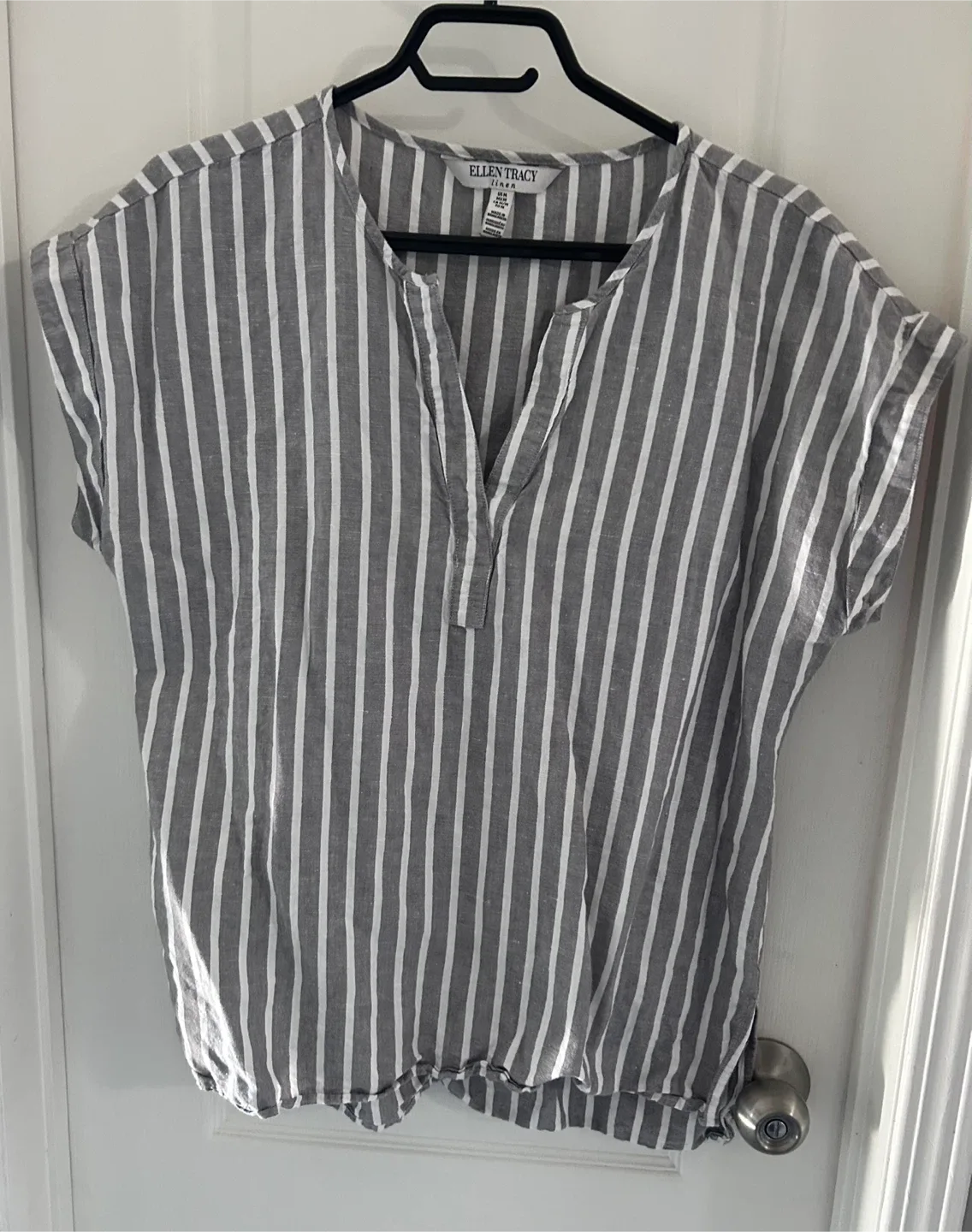 Ellen Tracy Linen Striped Top - Size M thumbnail