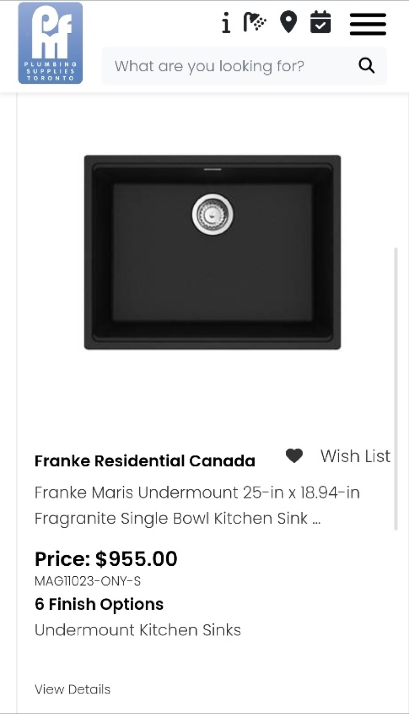 Franke Maris Undermount Kitchen Sink - 25 x 18.94 in