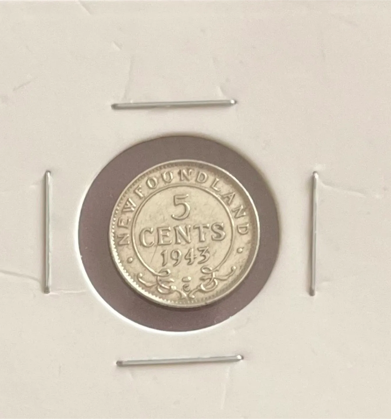 Silver WW-2 1943 Newfoundland 5 Cent Coin thumbnail