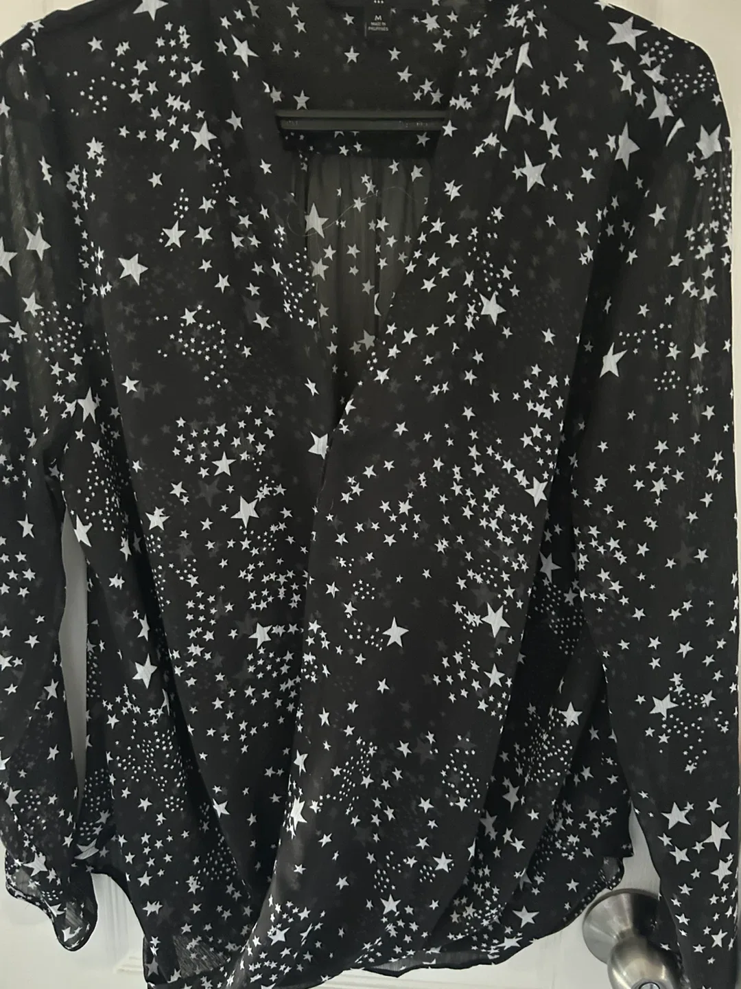 Banana Republic Black Star Print Blouse - Size M image indicator(3)