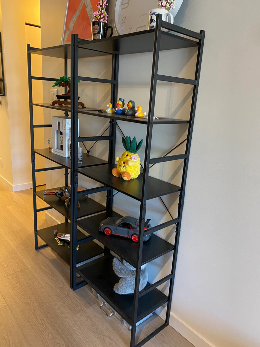 A Pair of Black Metal Bookshelves - Like New!