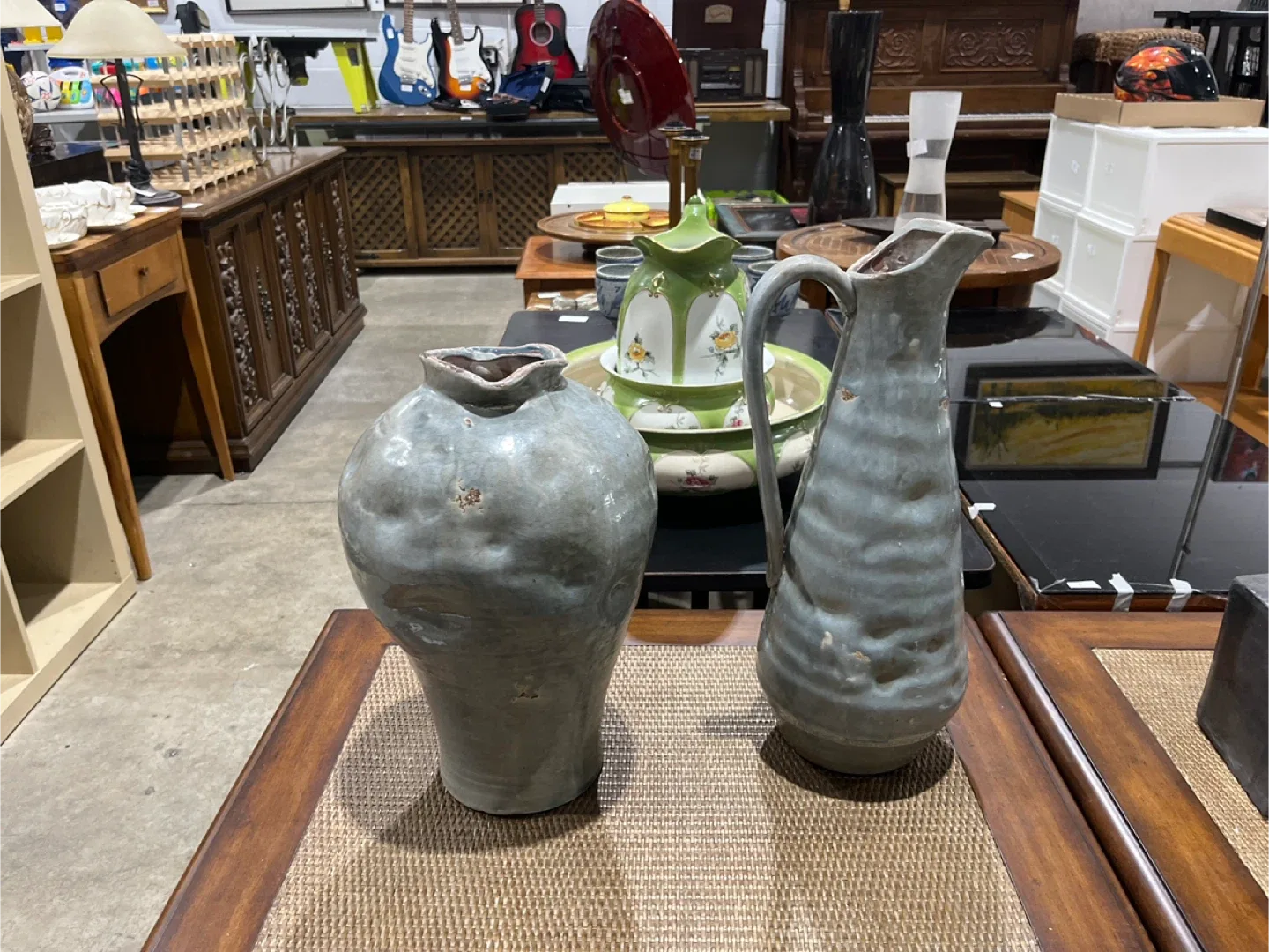 Two Ceramic Vases and Pitcher Set - Grey thumbnail