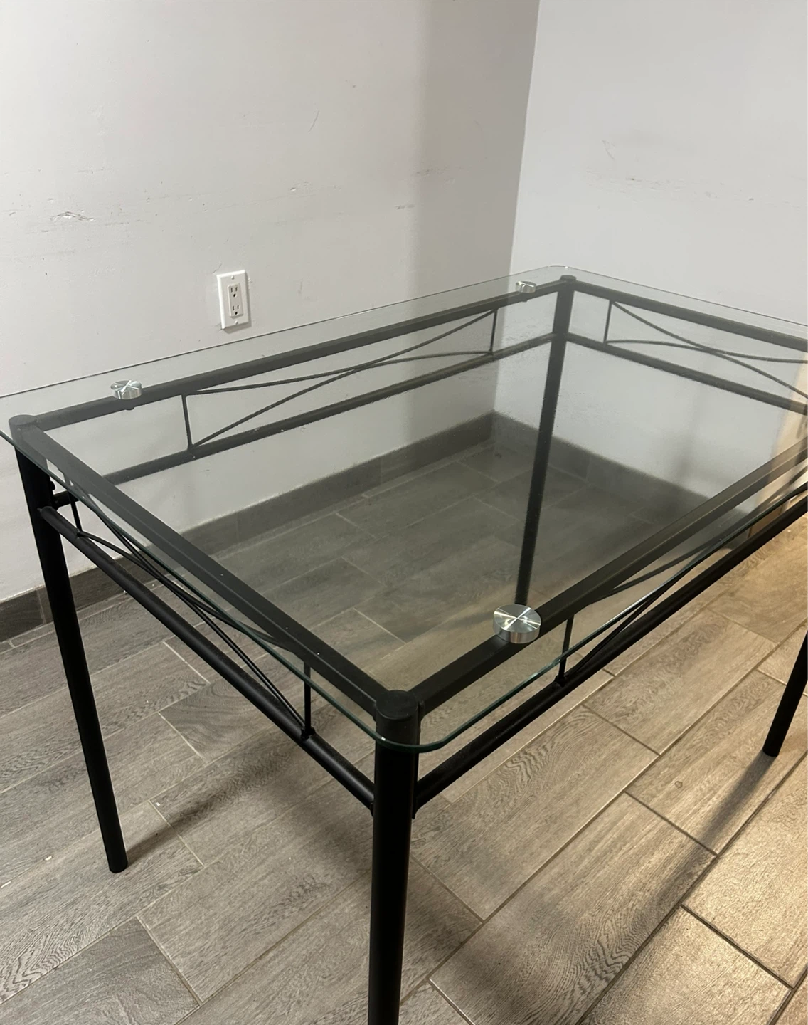 Glass Top Dining Table - Black Frame