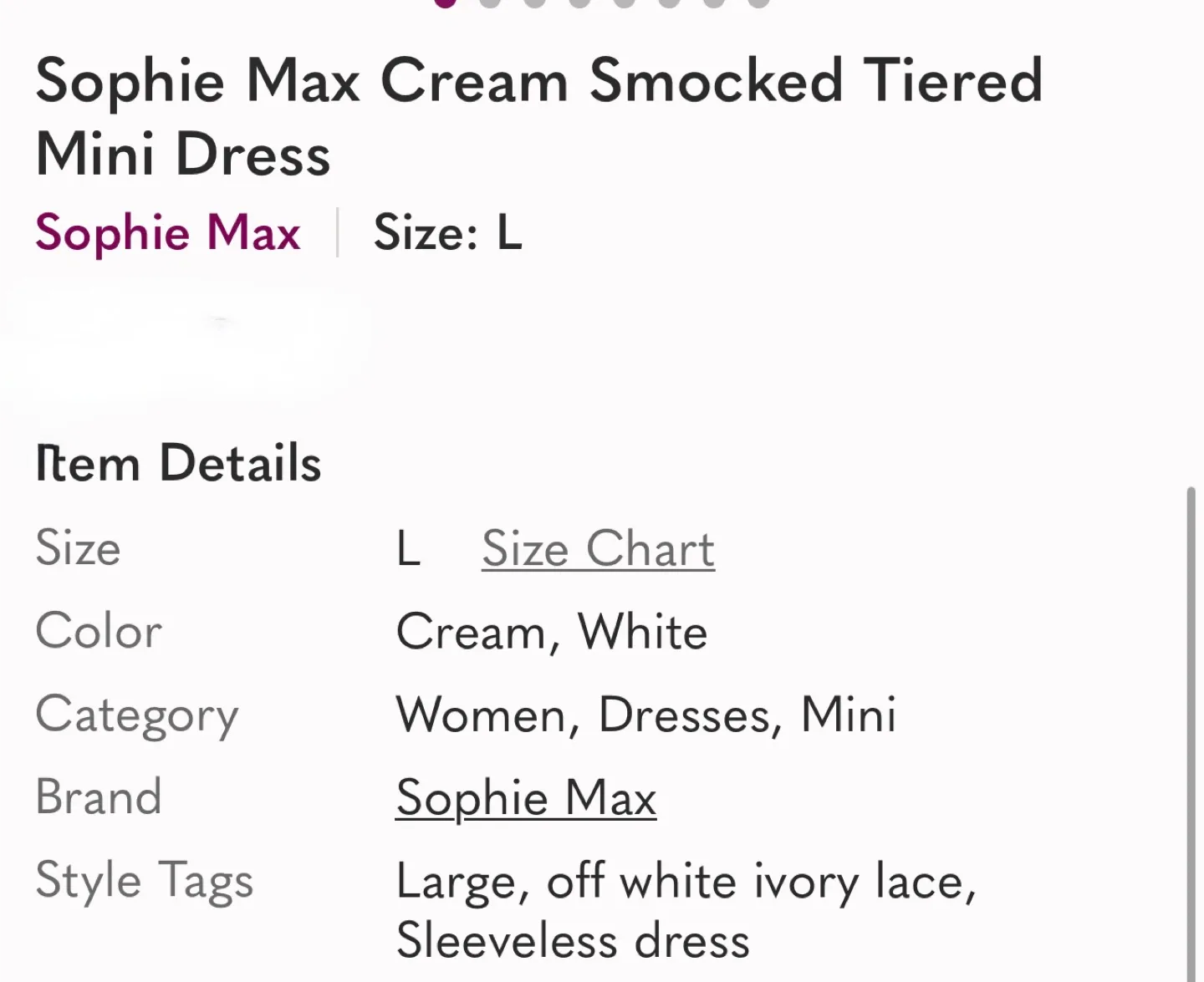 Ivory Sleeveless Dress sz L image indicator(6)