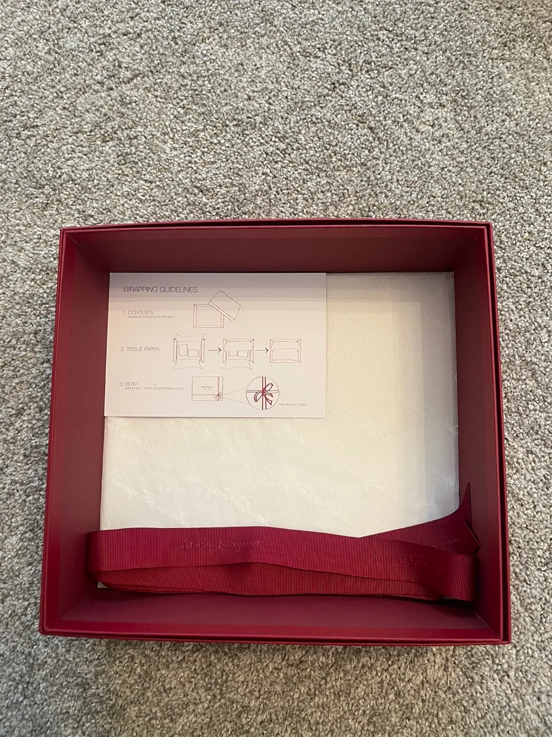 REDUCED-Salvador Ferragamo Designer Box-Ribbon & Instructions image indicator(2)