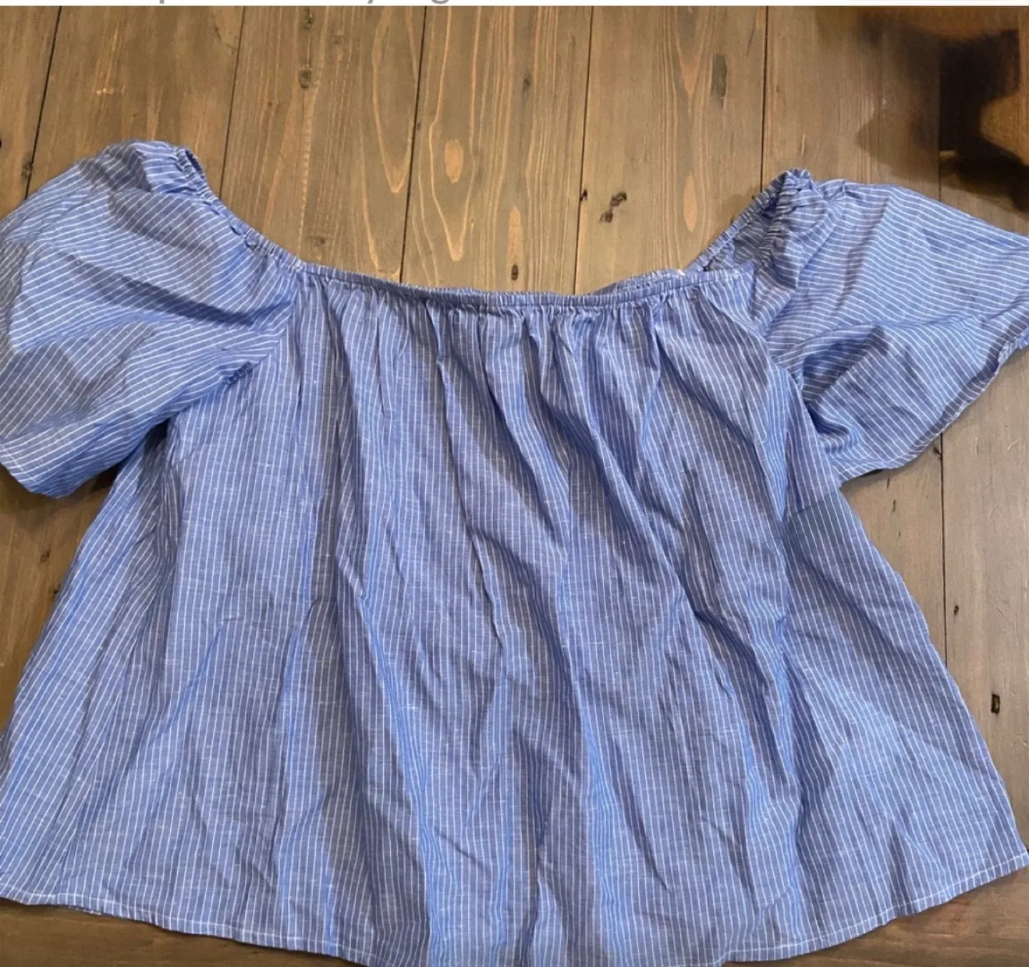Express Blue Striped Off-the-Shoulder Top - Size L thumbnail