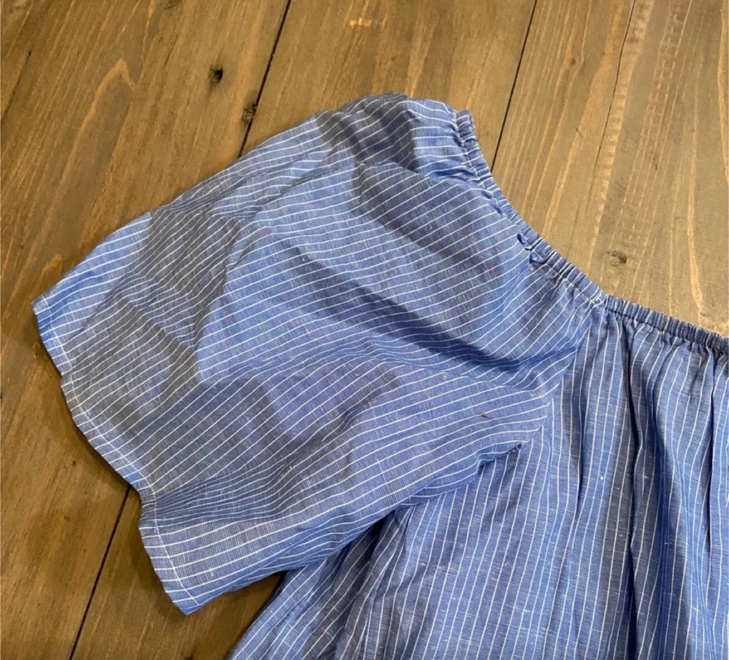 Express Blue Striped Off-the-Shoulder Top - Size L image indicator(4)