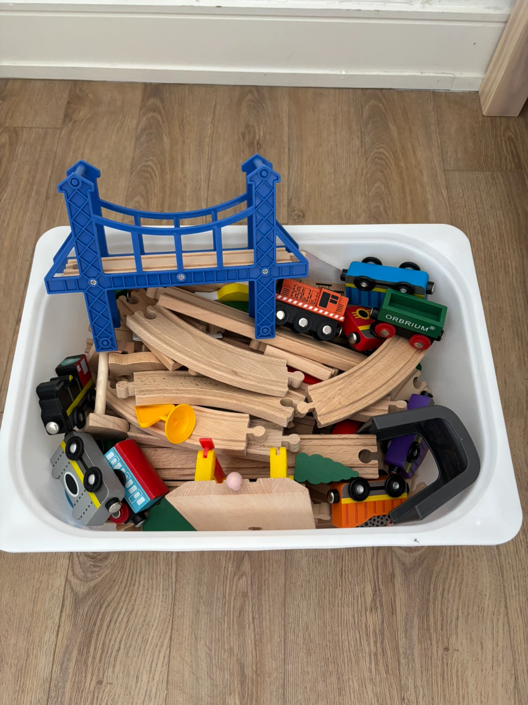 Wooden train track set