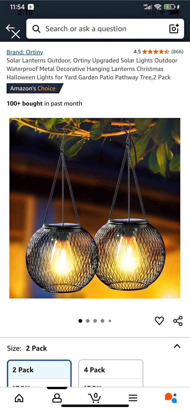Solar Lanterns - 2 Pack - New in Box