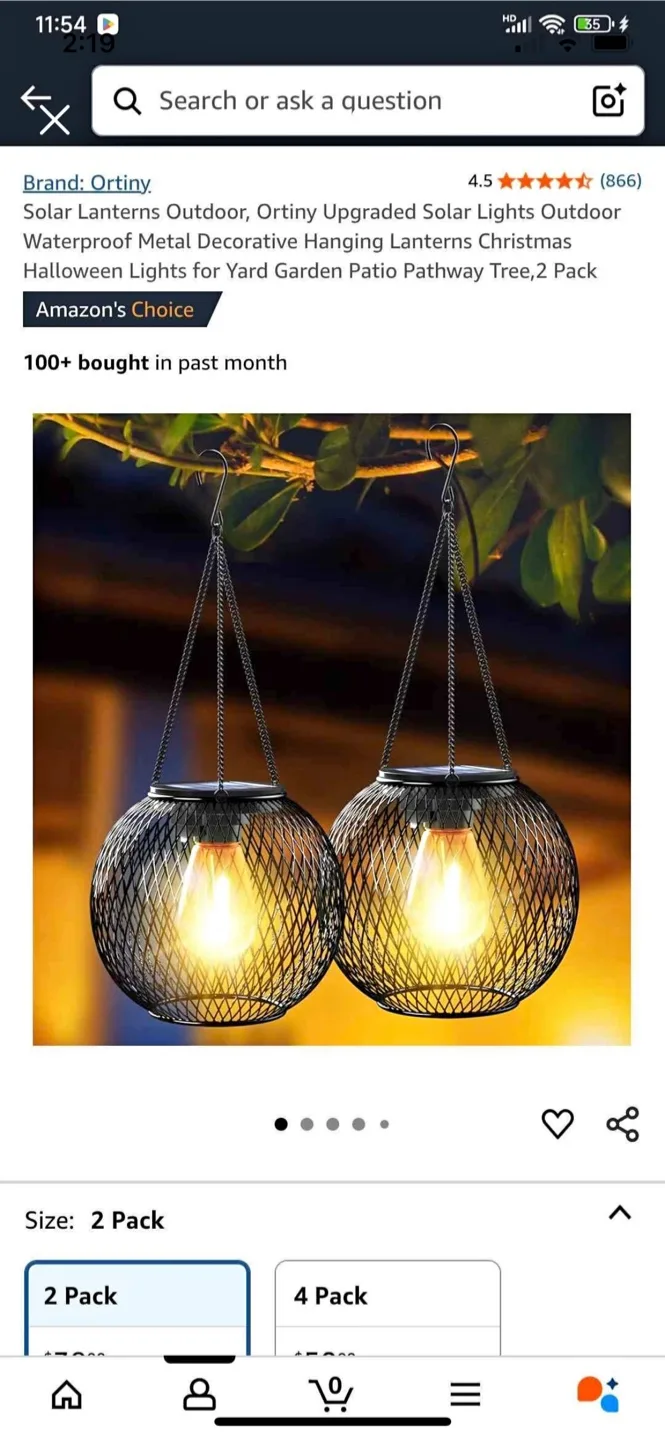 Solar Lanterns - 2 Pack - New in Box