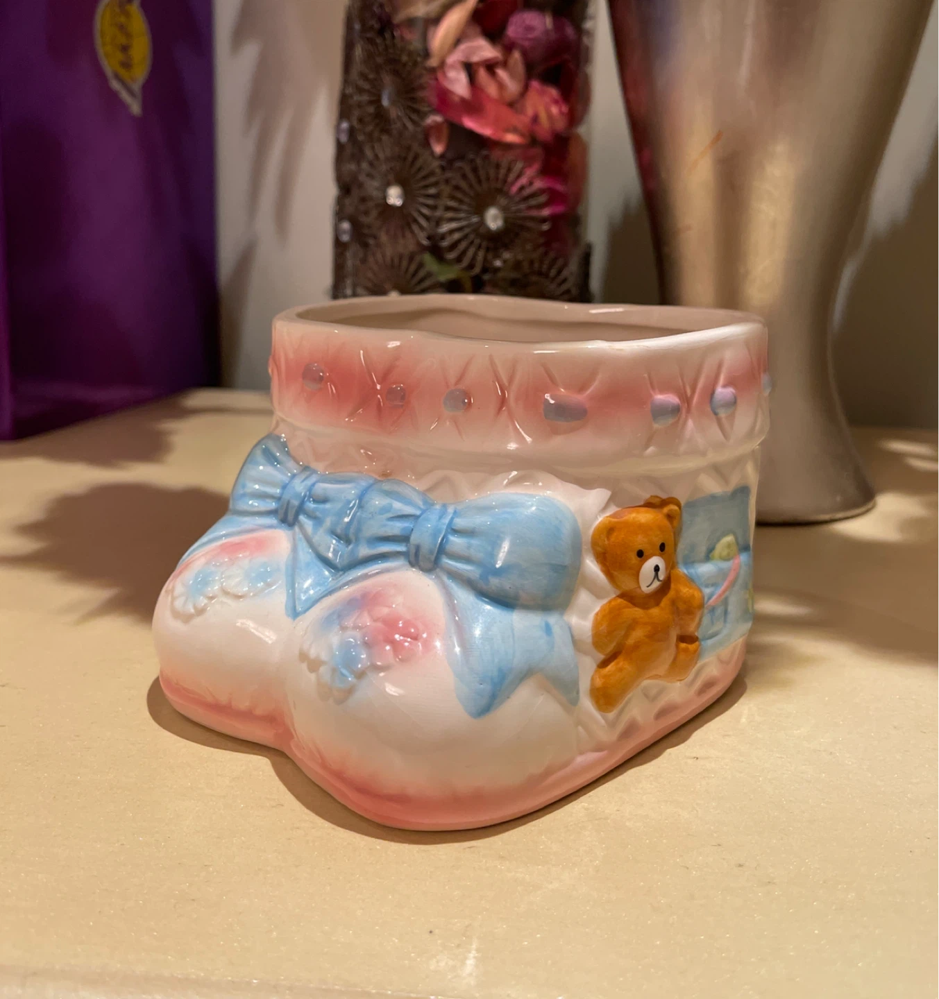 Baby Bootie Bear Planter Vase Storage Case