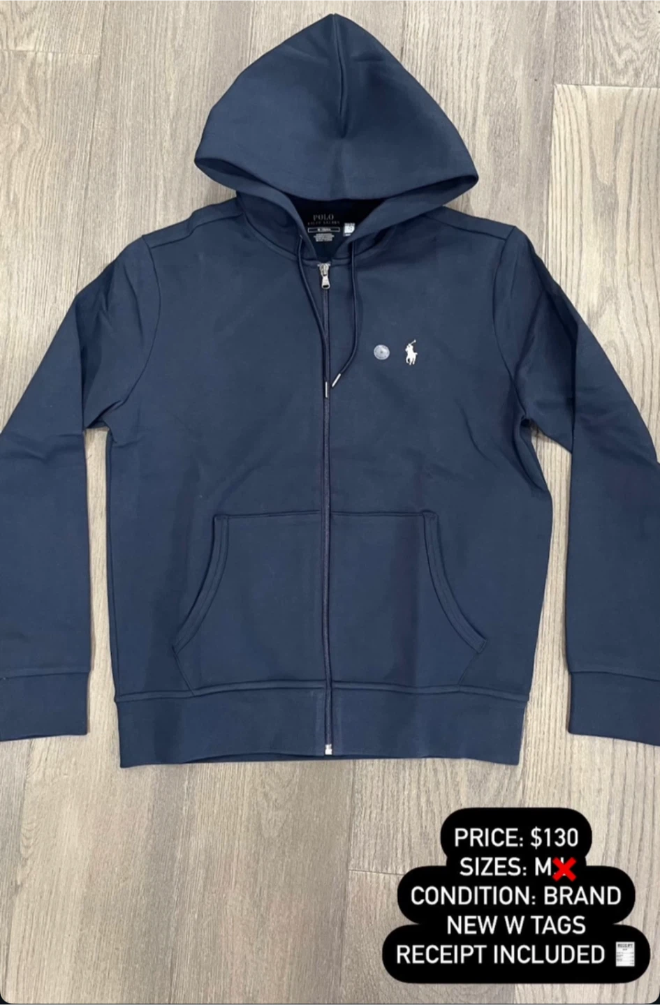 New Polo Ralph Lauren Full Zip Hoodie - Size M