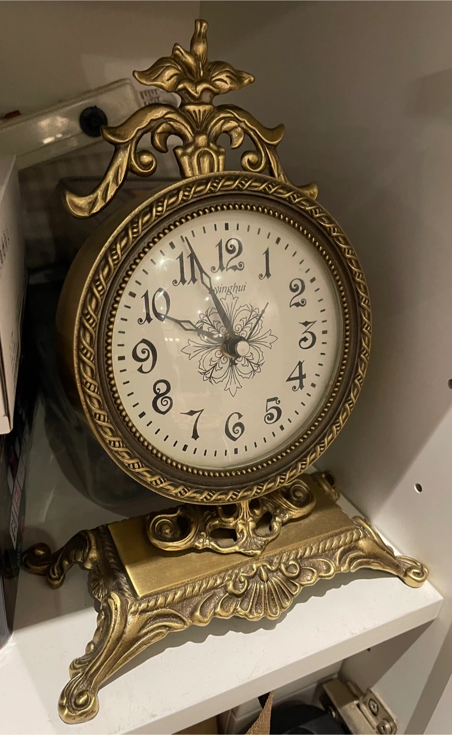 Table Clock Antique Gold Finish