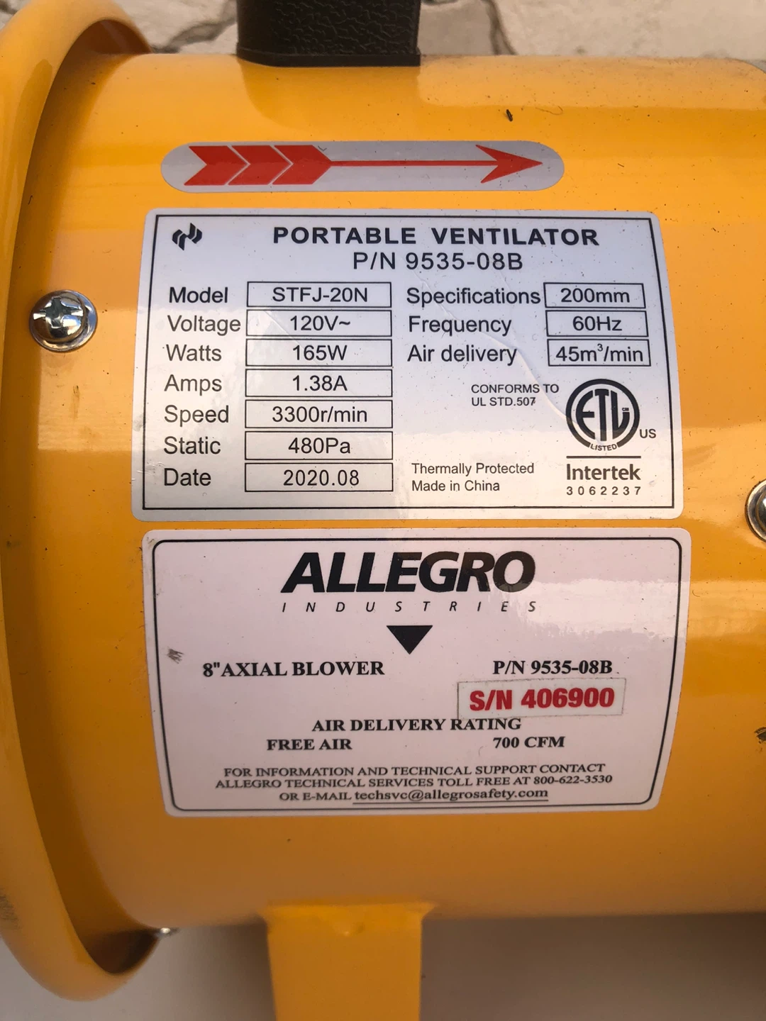 Allegro 8" Axial Blower Air Evacuation System - photo 3