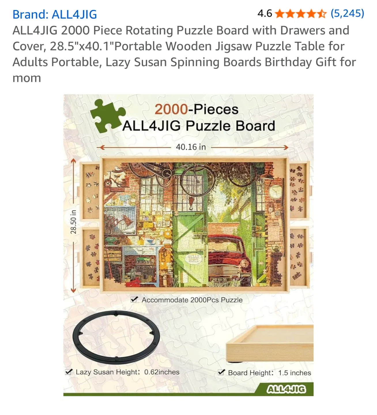ALL4JIG 2000 Piece Rotating Puzzle Board thumbnail