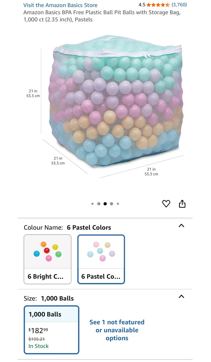 Amazon Basics 1000 Pastel Pit Balls - New thumbnail