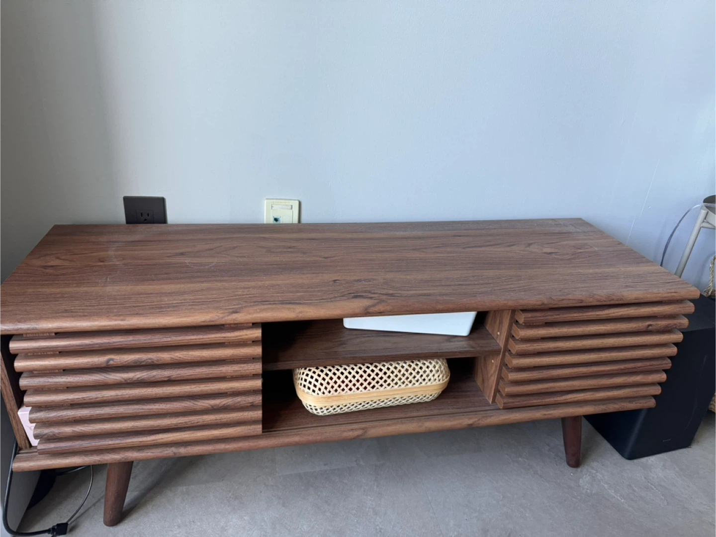 Wooden TV Stand with Sliding Doors