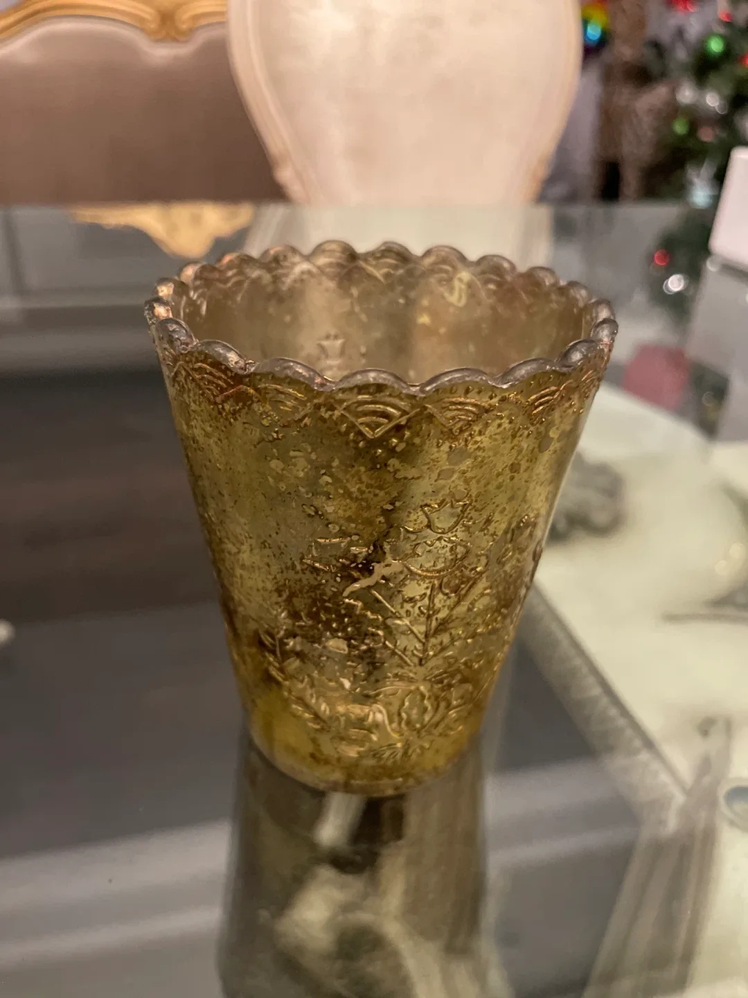 Gold Mercury Glass Candle Holder thumbnail