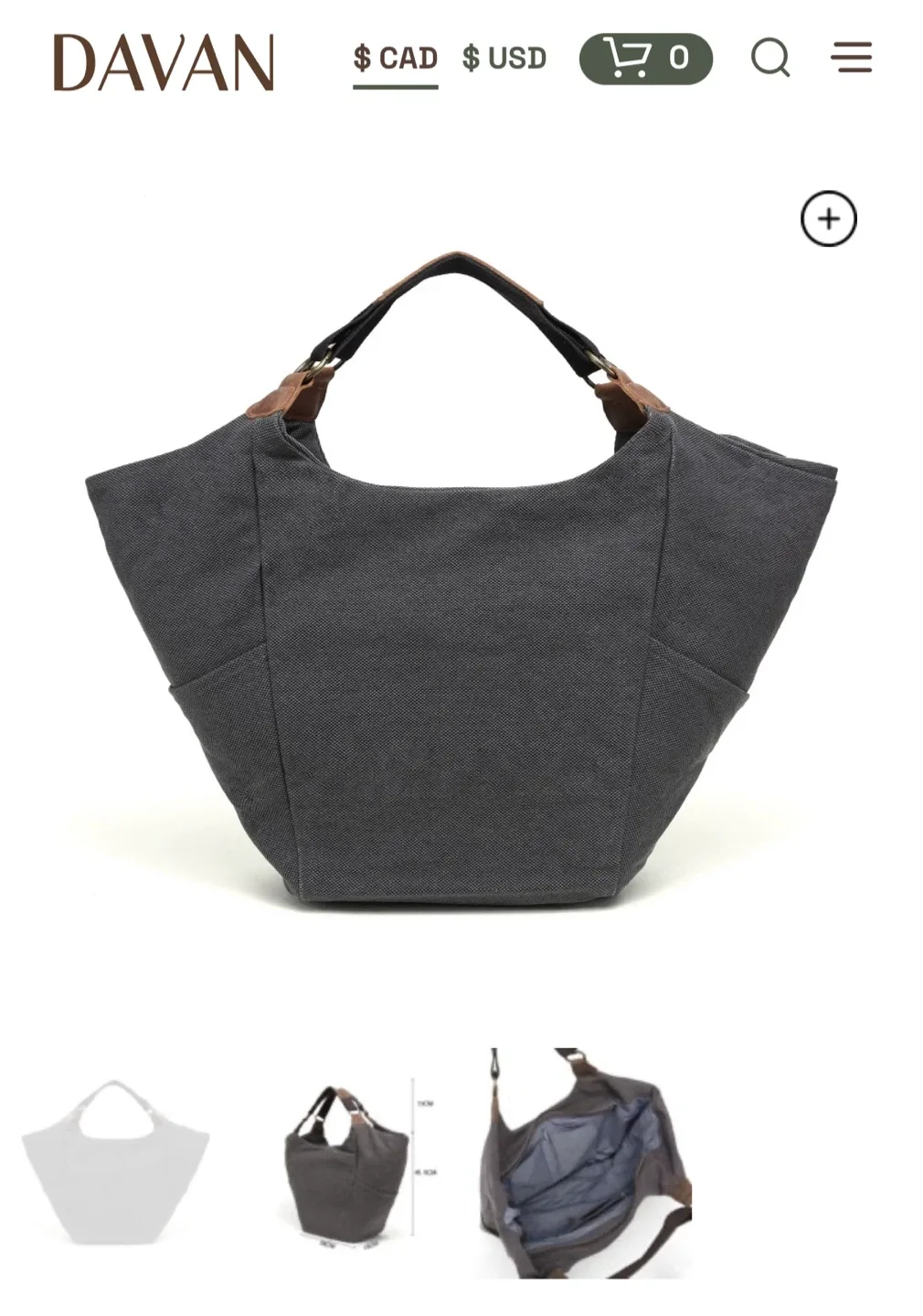 DaVan Cotton Linen/leather oversized bag, water repellent! thumbnail
