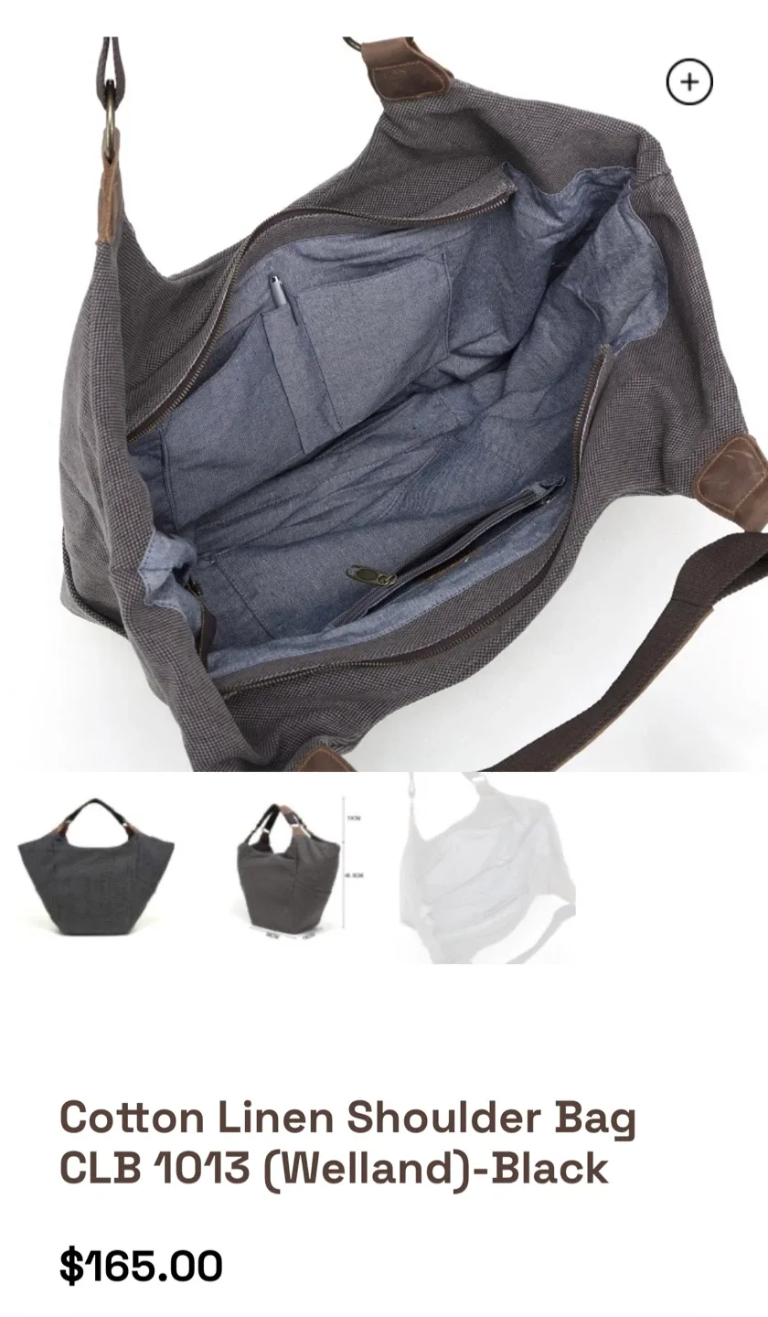 DaVan Cotton Linen/leather oversized bag, water repellent! image indicator(3)